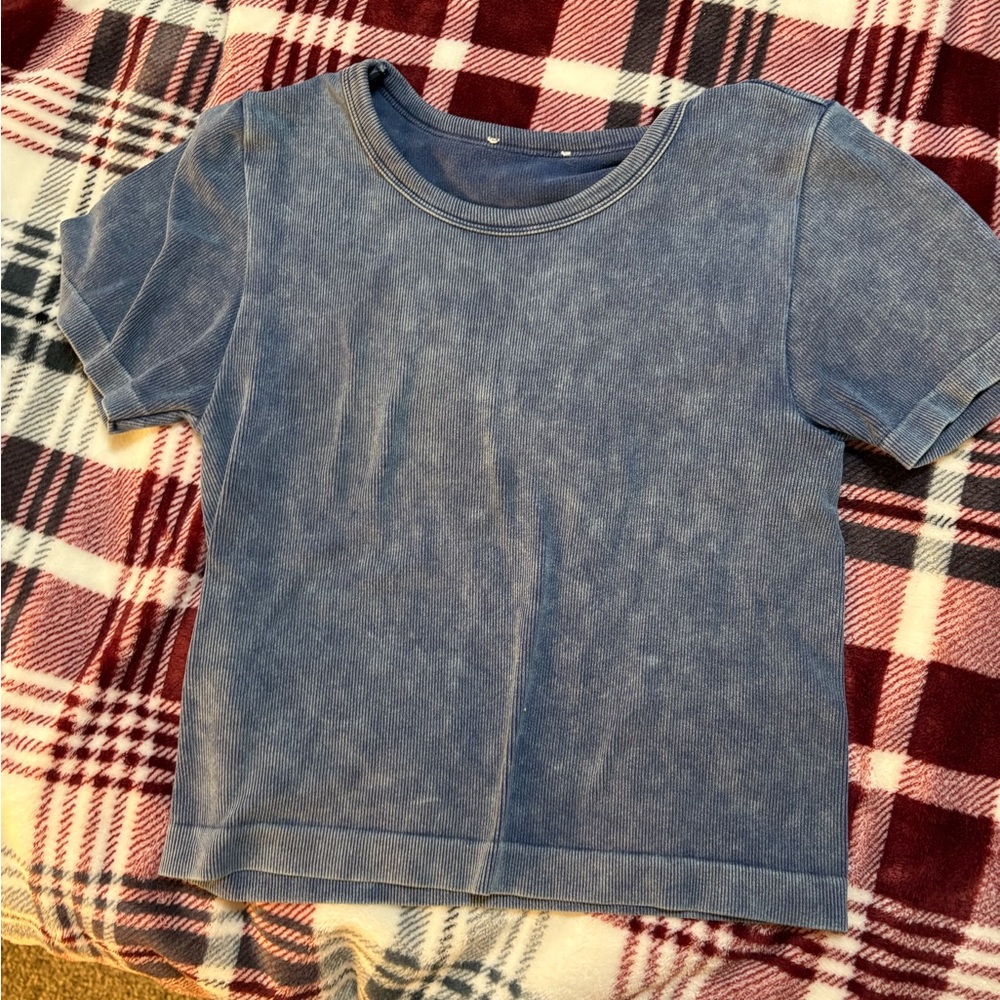 Blue Cropped Athletic T-Shirt